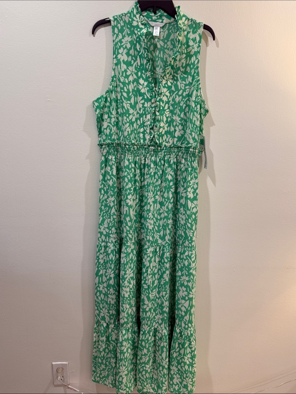 London Times Green and White Floral Maxi Dress